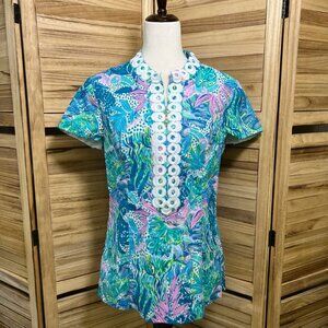 Lilly Pulitzer Kerry Top in Size 2 in Botanical green holiday in the sun